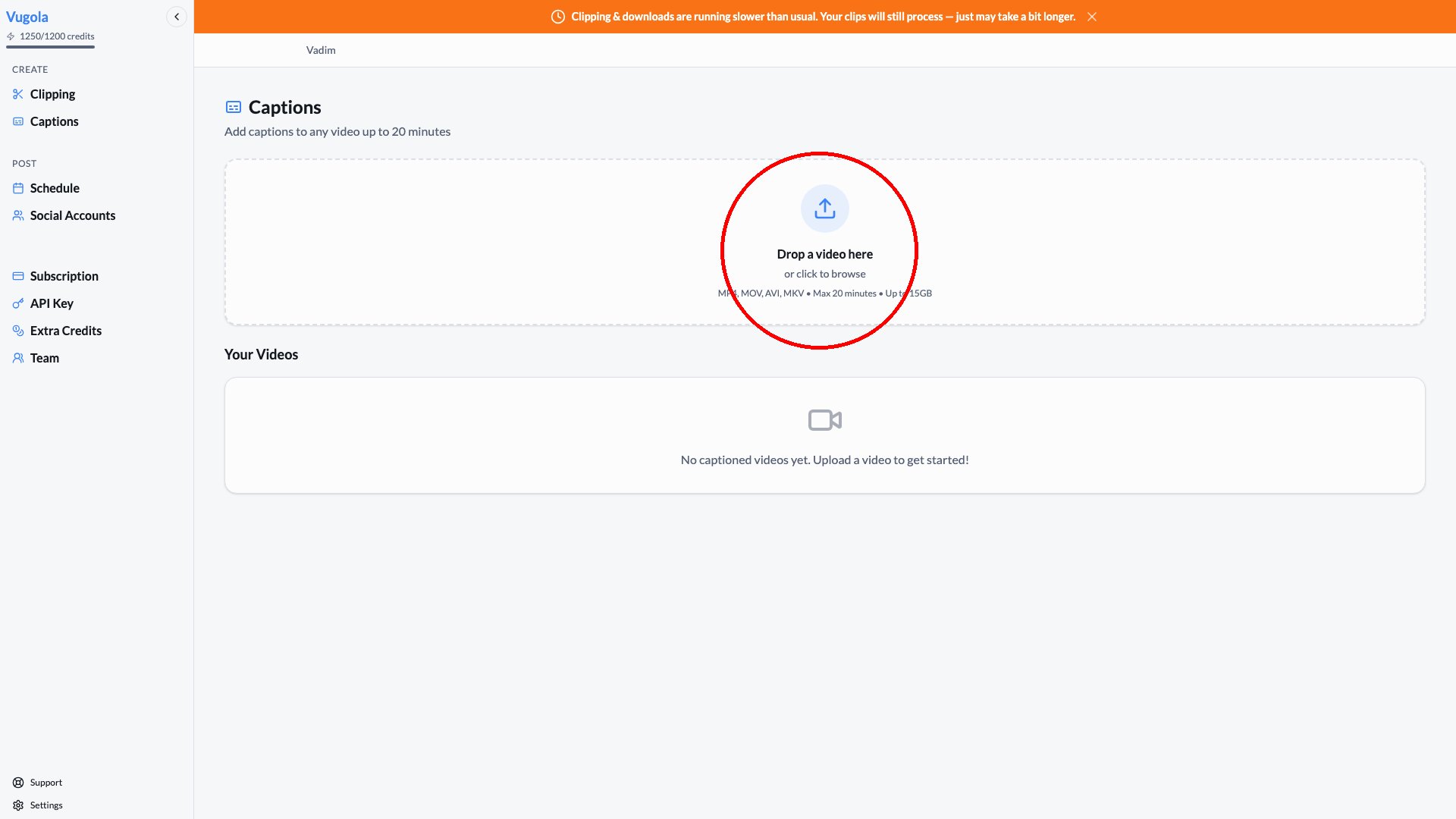Adding caption styles to clips in Vugola